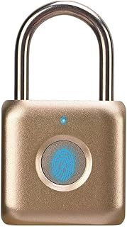 Fingerprint Padlock eLinkSmart Combination Lock - Gym Locker Lock Keyless Gold Color: Fingerprint Lock Biometric Metal Digital Padlock for Gym Locker, School Locker Backpack Suitcase Luggage