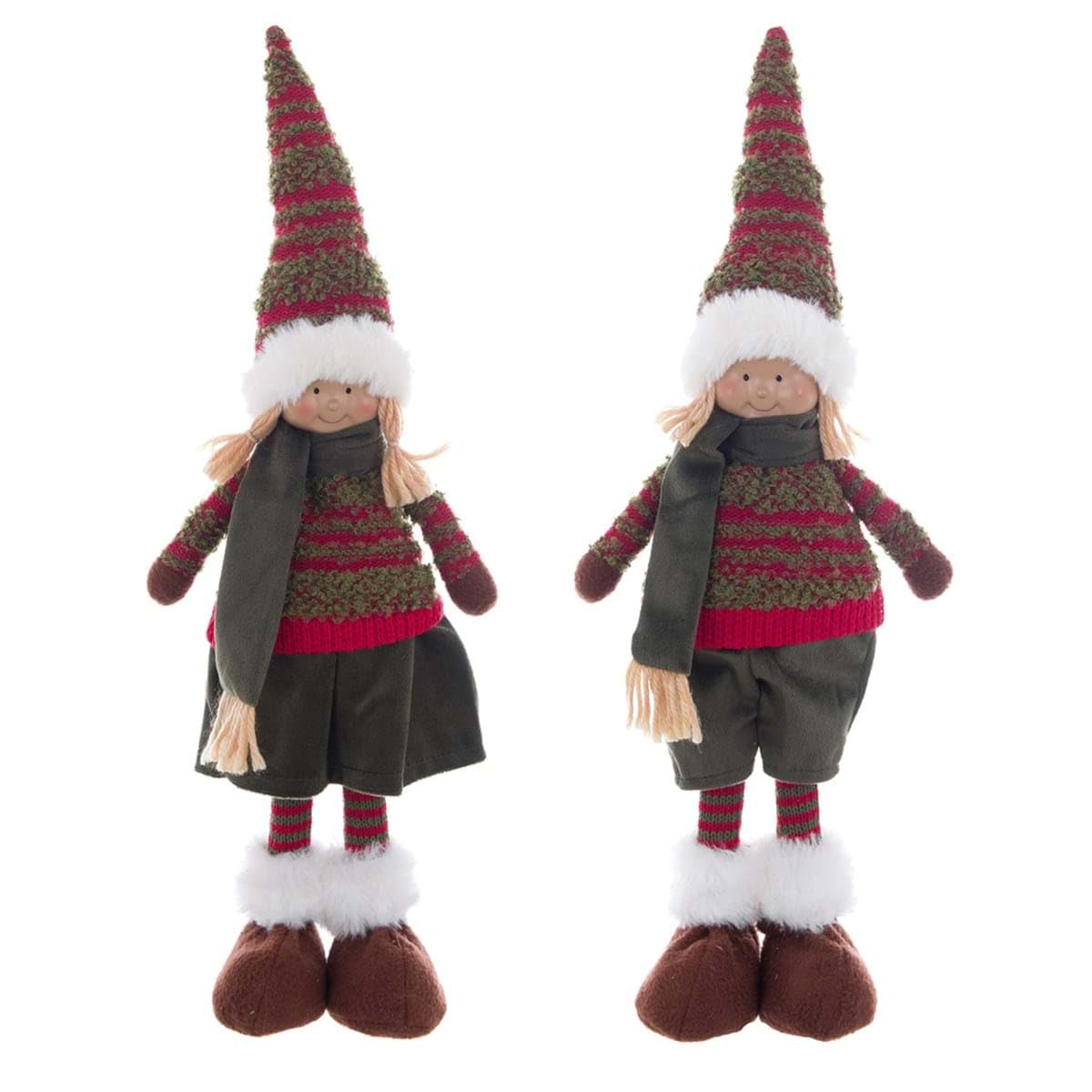 Figurine de Noël Elfe de collection en tissu haut de gamme 45 cm