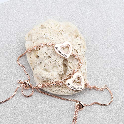 CHOORO Godmother Goddaughter Bracelet Goddaughter Baptism Point Drill Gift Mother's Day Gift for Godmother (godmother/daughter suit)4