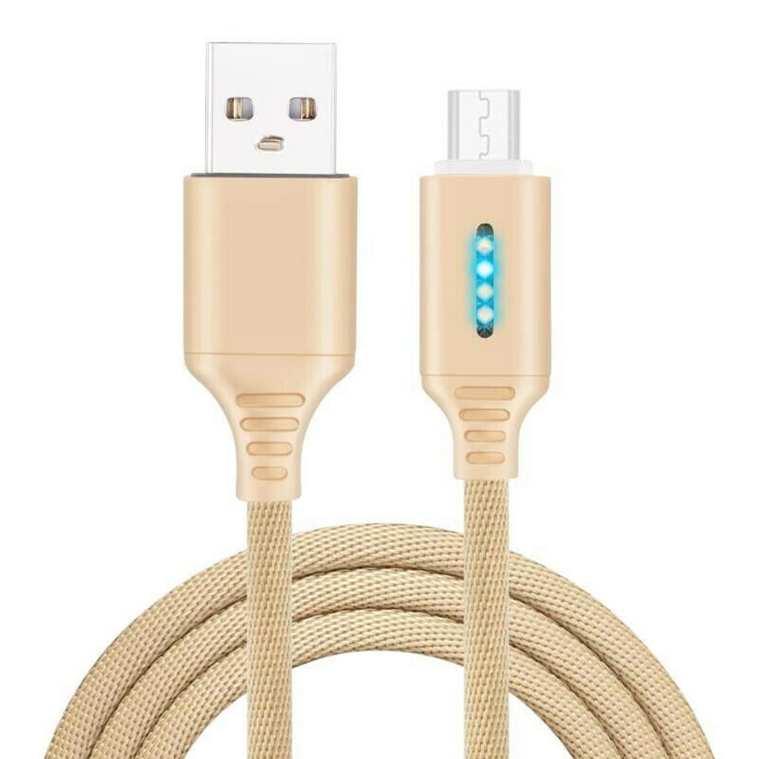 HozoraAuto Cut-off Fast Charging Nylon Cable,Auto Disconnect Smart Phone Data Cord (Type C, Gold)