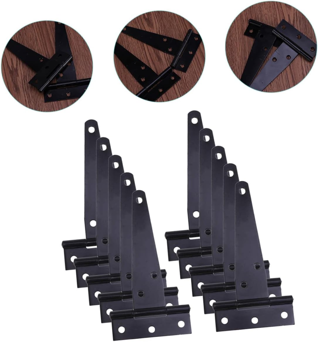 POPETPOP 10pcs 4 Heavy Duty T Hinge Shed Hinge for Barn Gates Farm Gates and Sheds Durable Construction Easy to Install for Fences and Playhouses