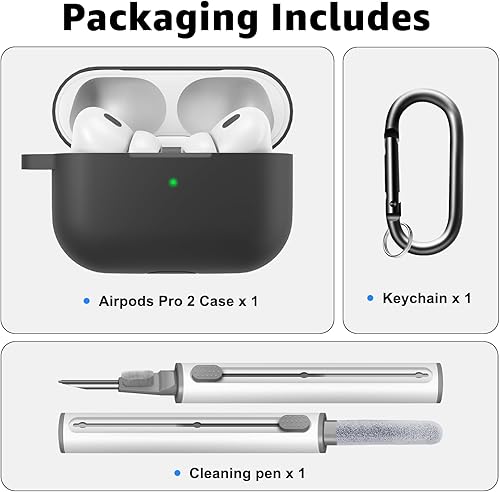 Miniatura 4 de Funda para Airpods Pro de 2 y 1 generación, funda protectora de silicona suave que absorbe los golpes con bolígrafo de limpieza, compatible con