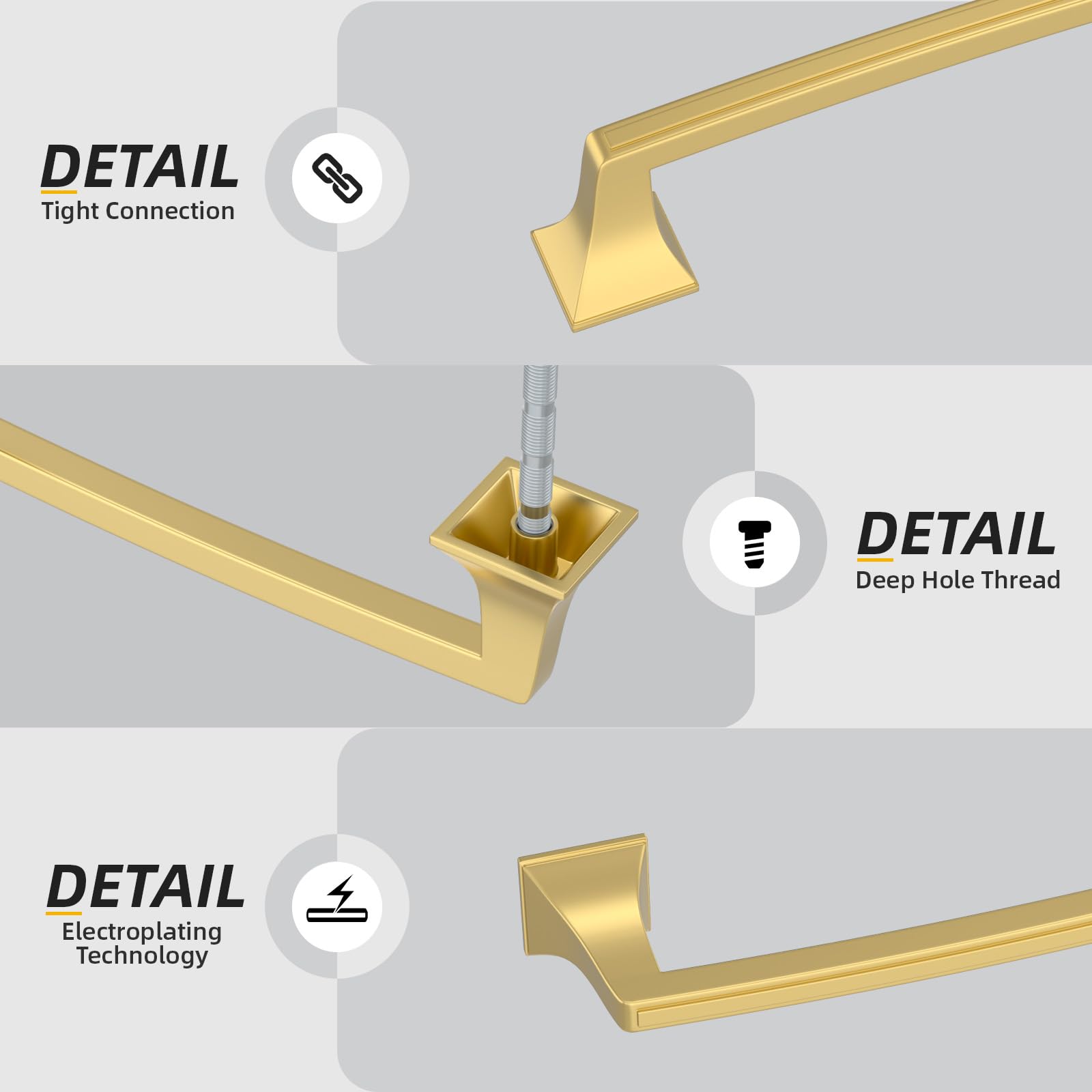 Goldenwarm 20 Pack Square Drawer Handles, Kitchen & Wardrobe Cabinet Handles - 160mm Hole Centers Solid Zinc Alloy - Image 3