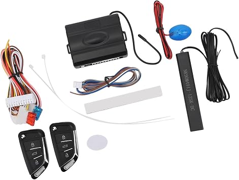 Keyless Entry Car Alarm System, Push Button Remote Start System Kit, Offers Extra Security and Convenience, Designed for 12V Fuel Vehicles, Easy Installation