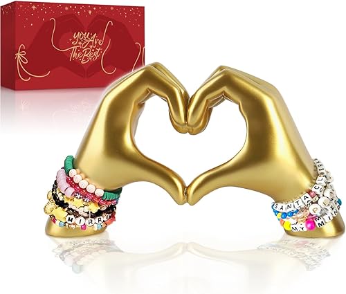 Escultura de manos de corazón, decoración estética para sala de estar, dormitorio, estantería, idea de cumpleaños única para niñas, hermanas, novia,