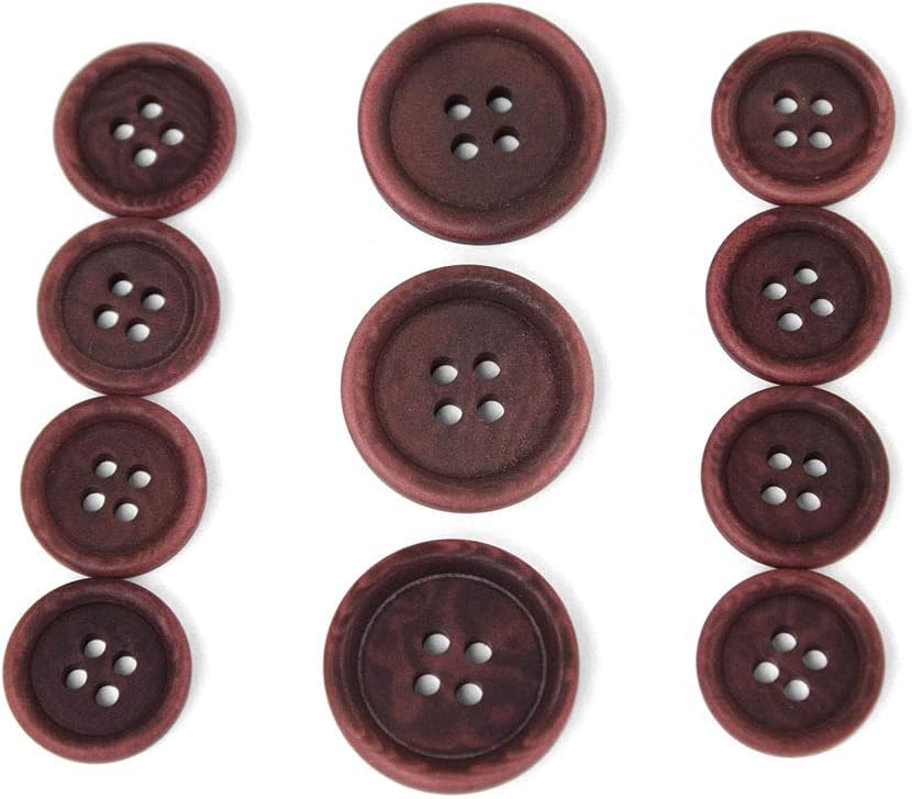 Set of 11 Luca Classic Matte Burgundy Corozo Suit Buttons, Made in Italy