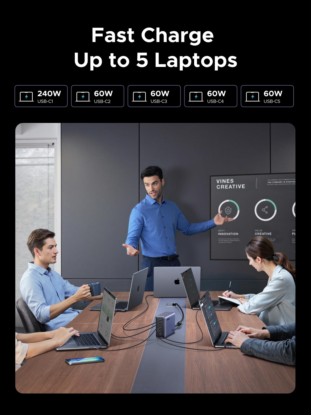 UGREEN Nexode 500W GaN Schnellladestation Ladegerät Aufladestation - 6 Ports USB-C & USB-A, 240W Single Port, Smart Temperaturkontrolle, platzsparendes Design, für Laptops, Handys und mehr
