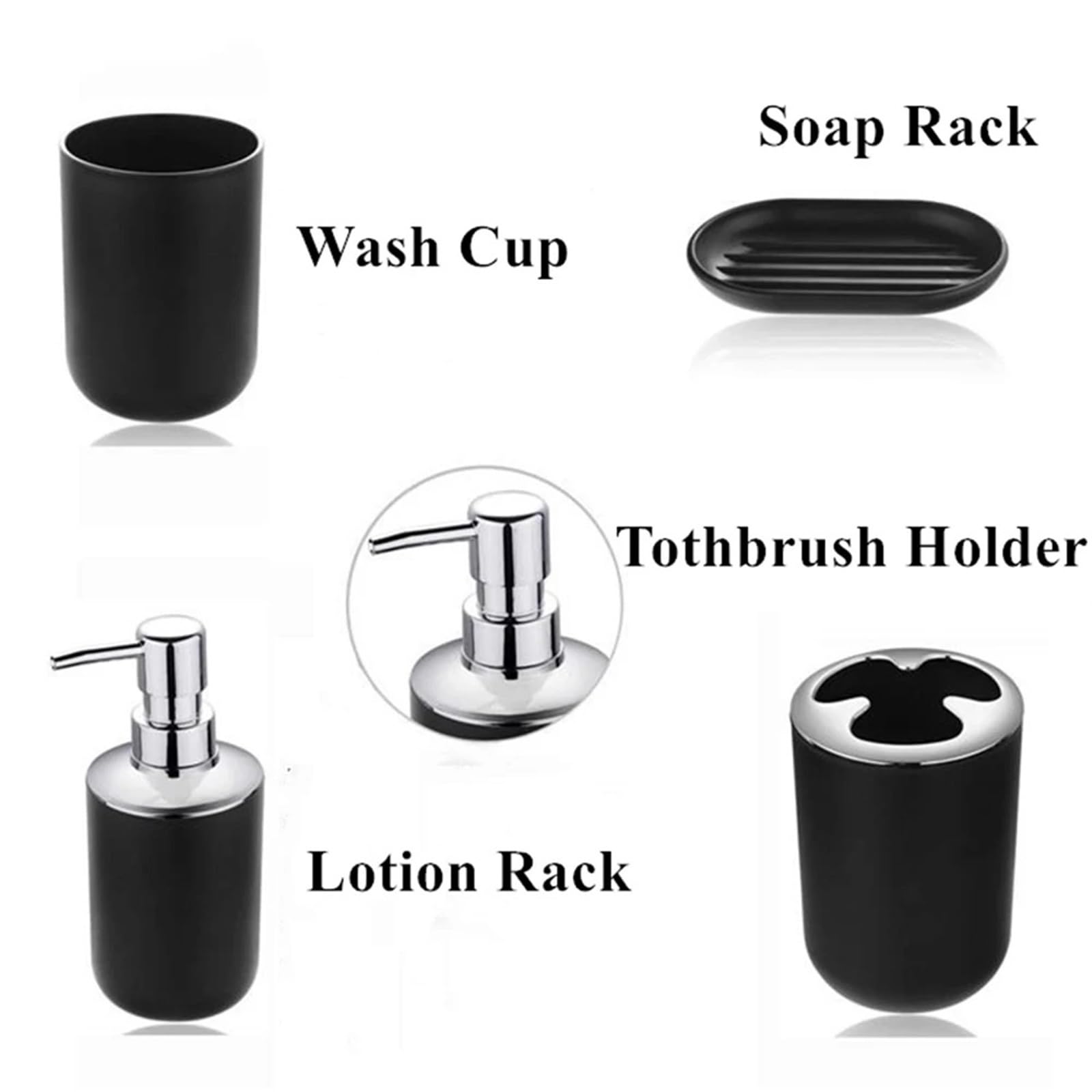 Dispensador de Jabon Juego de baño Lujo, Soporte for cepillos Dientes, Cepillo con Taza succión, Caja jabón, Accesorios decoración del hogar(Gray 6 Piece Set)