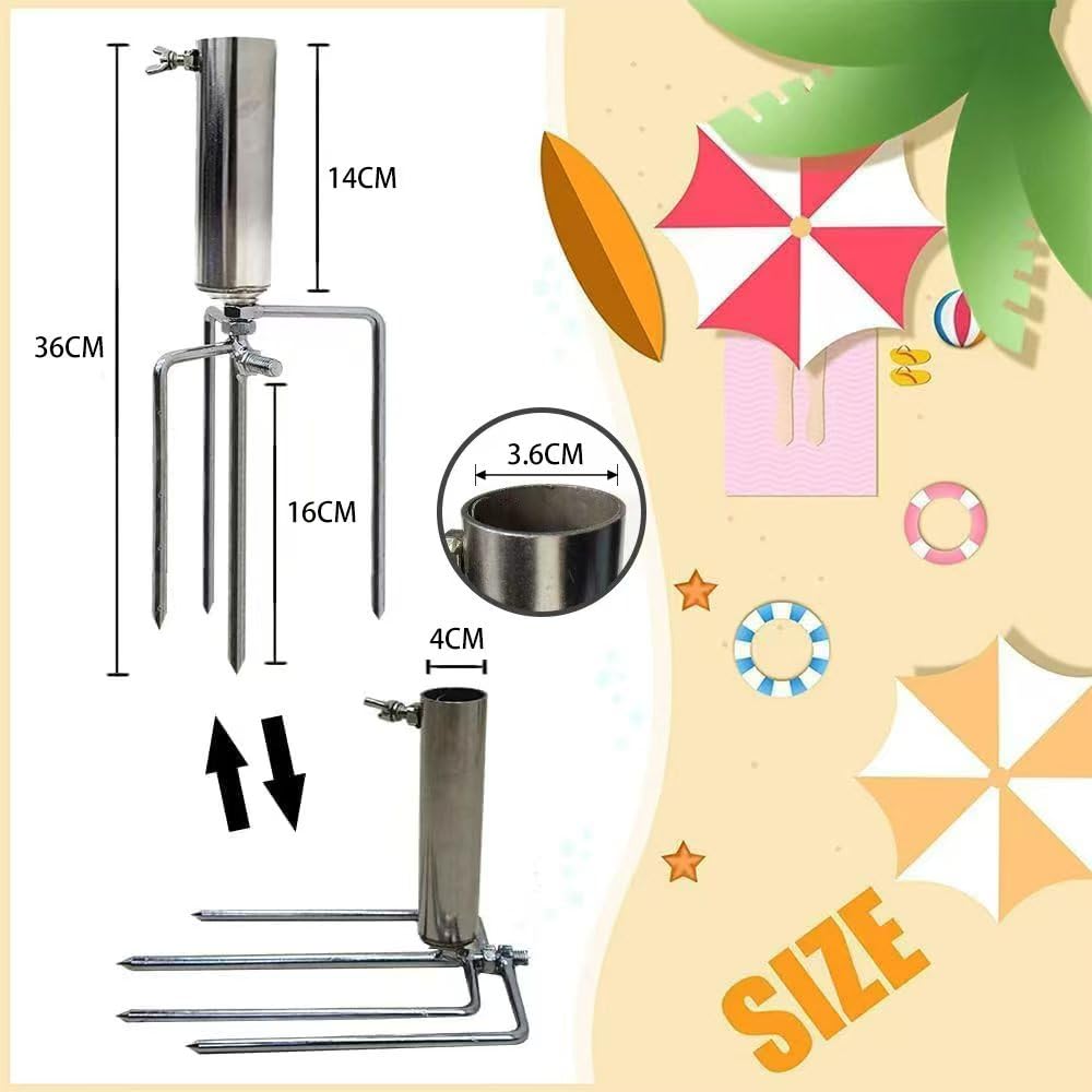 TUIBEIDAMAI Schirmständer Strand Metall, Rasendorn für Sonnenschirm,Sonnenschirm erdspiess Ø36mm, Abnehmbarer Sonnenschirmständer Erdspieß, Sonnenschirmhalter Strand für Angeln,Garten,Strand Camp