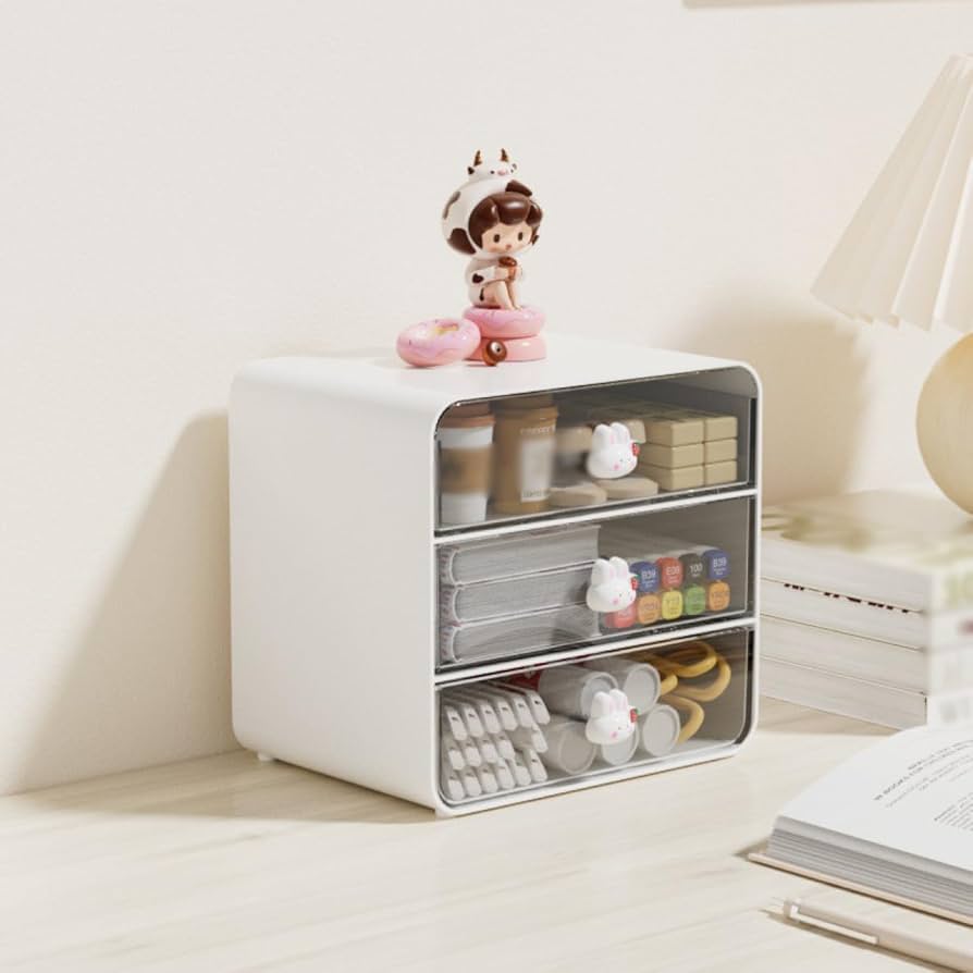 Amazon.co.jp: [ZLUKUO] 卓上収納ボックス 引き出し ホワイト