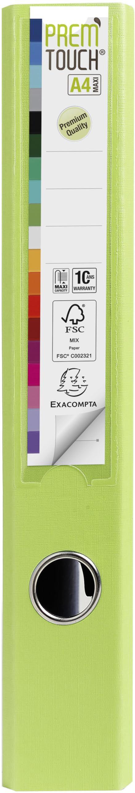 Exacompta 53156E 10er Pack Premium Kunststoff-Ordner Prem´Touch. 5 cm schmal DIN A4 MAXI Ringordner Aktenordner Briefordner Büroordner Plastikordner Schlitzordner Zitrus