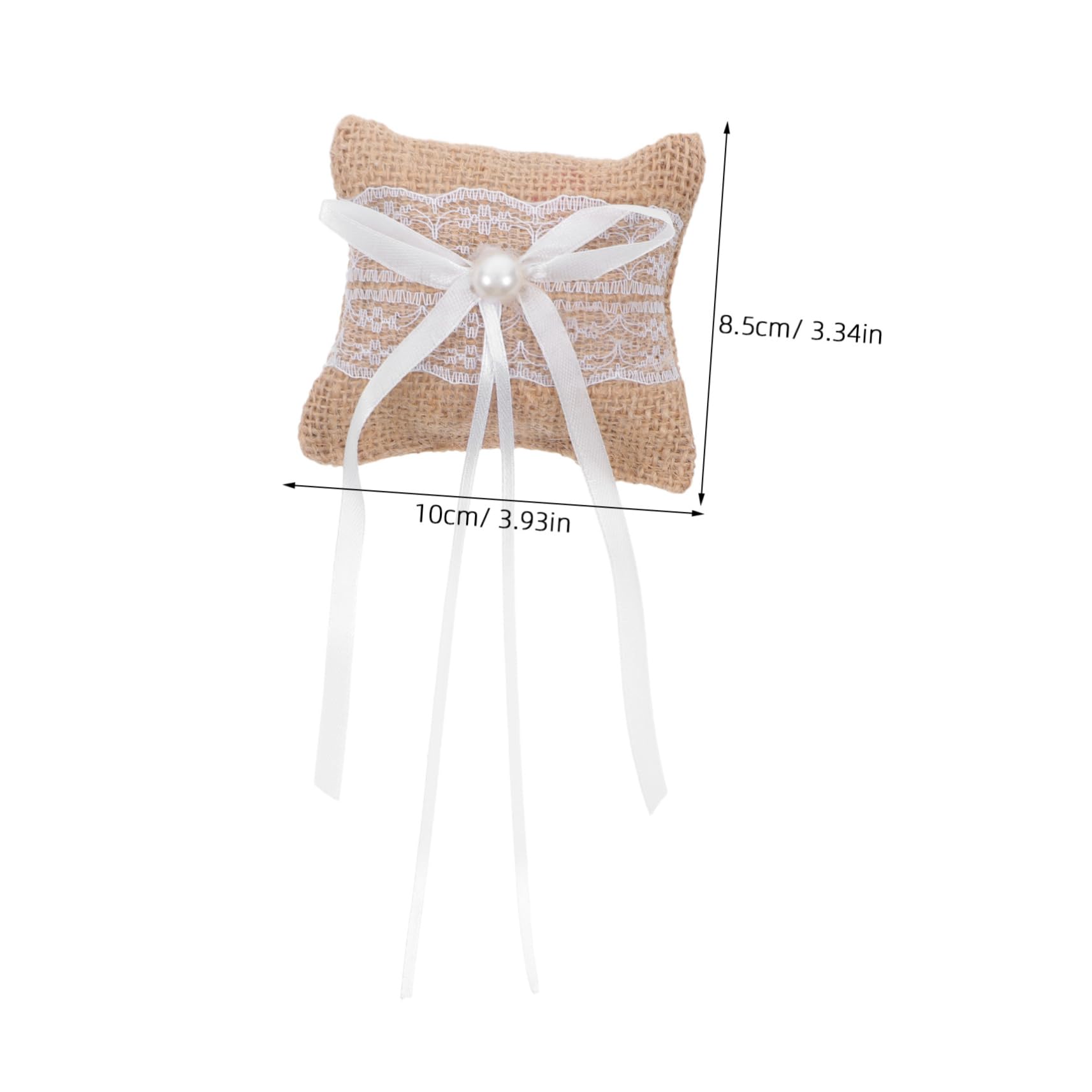 KOMBIUDA 4pcs Burlap Lace Wedding Ring Pillow Elegant Rustic Cushion for Engagement Proposal Photography and Ceremony Decoration Secure Display for Wedding Rings