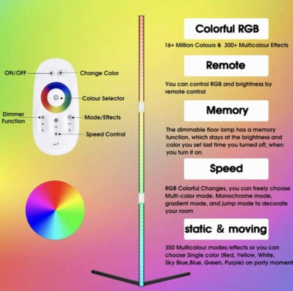 HEFAN Minimalist Floor Lamp RGB Color Changing LED Corner Floor Lamp