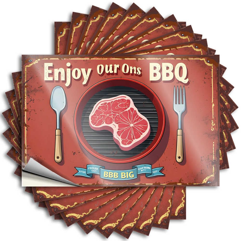 Fzfn Colour Bumper Music Easy Apply | Grill Up Some Delicious Steaks With Our Bbq Sauce! Optical Illusion Hard Peel And Stick(6X9cm)
