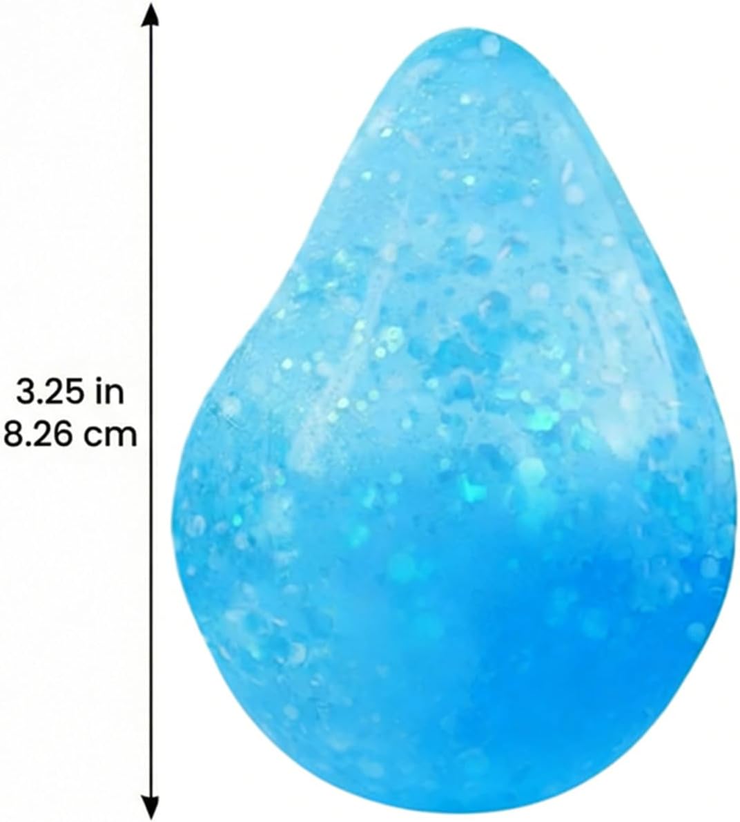 Sensory Squishy Water Drop Fidget Toys, Glitter Sparkle Filling Squeeze Toy, Super Soft Solid Squish Stress Ball Relief Toy for Adults 3.25 Inch (Blue)