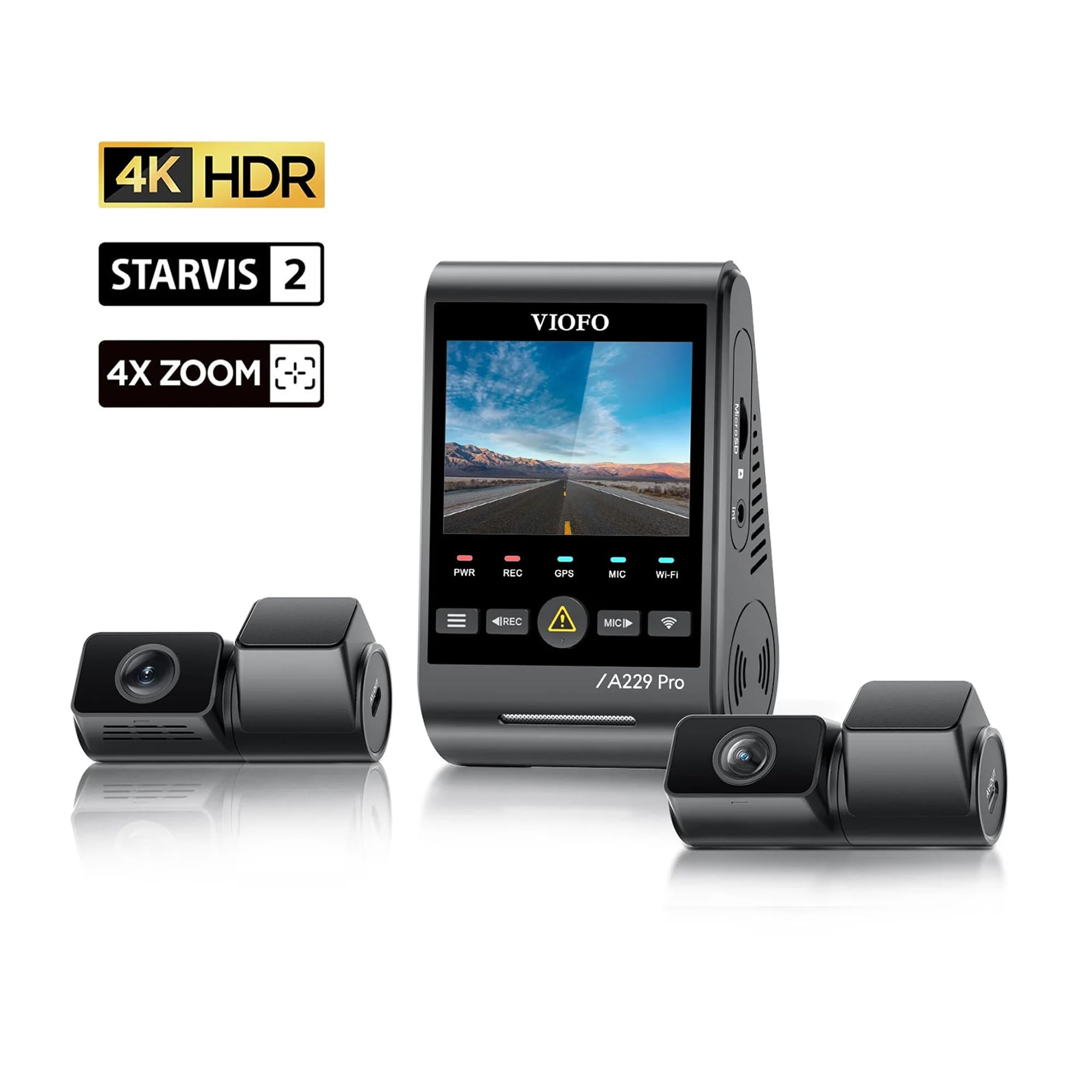 Viofo A229 Pro Tele 3 Kanallı Ön+Telefoto+Arka 4K+2K+1080P HDR Sony STARVIS 2 Sensör GPS'li…
