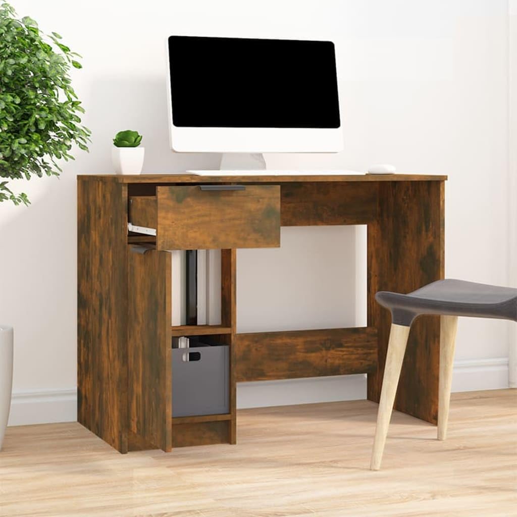 Scrivania affumicatura 100 x 50 x 75 cm, materiale in legno, robusto computer desk per casa, ufficio, desk con cassetto e scomparti, Writing Table per Bedroom