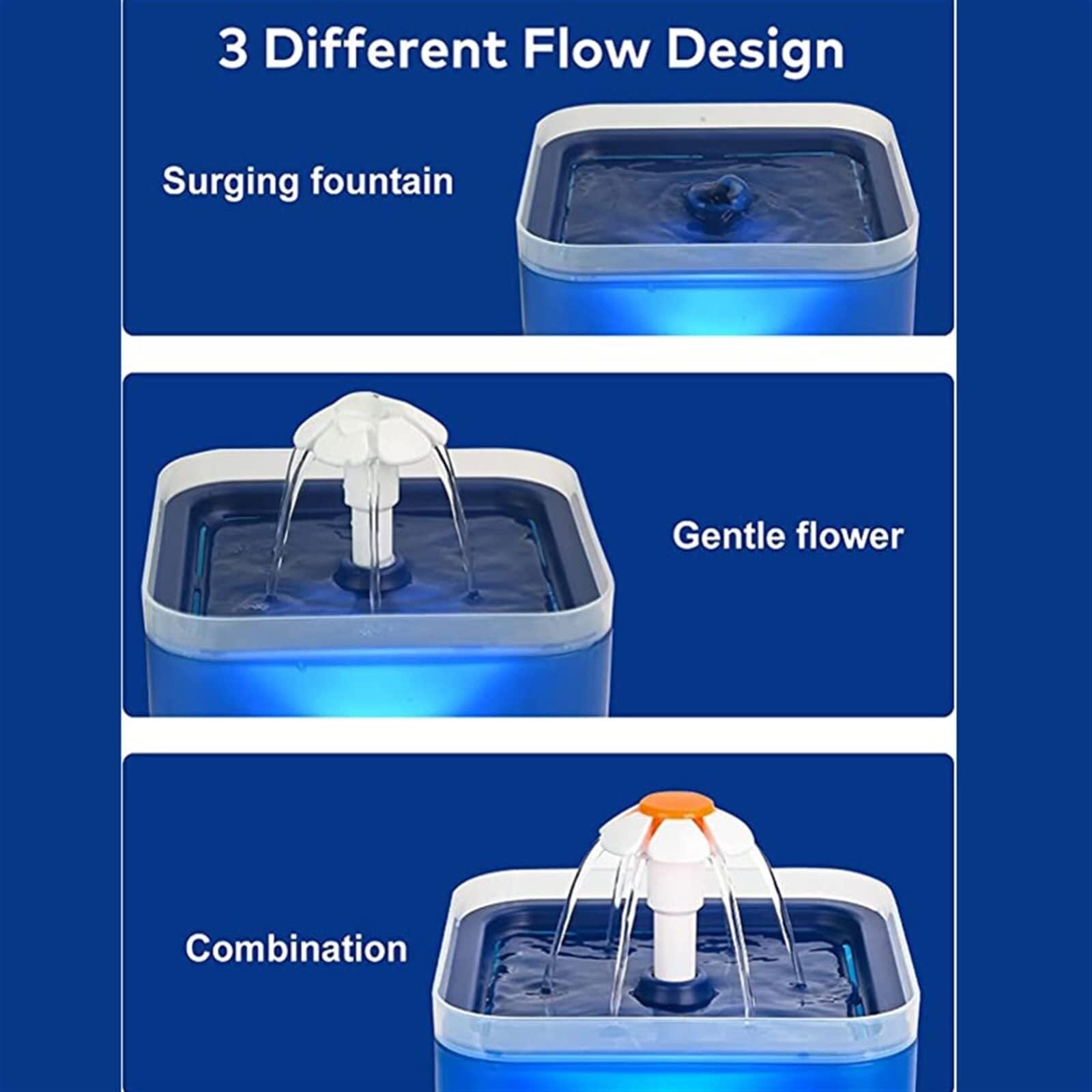 2L Automatic Cat Water Fountain with Quad Filtration, LED Light & Quiet Pump for Pets (Blue) - image 4