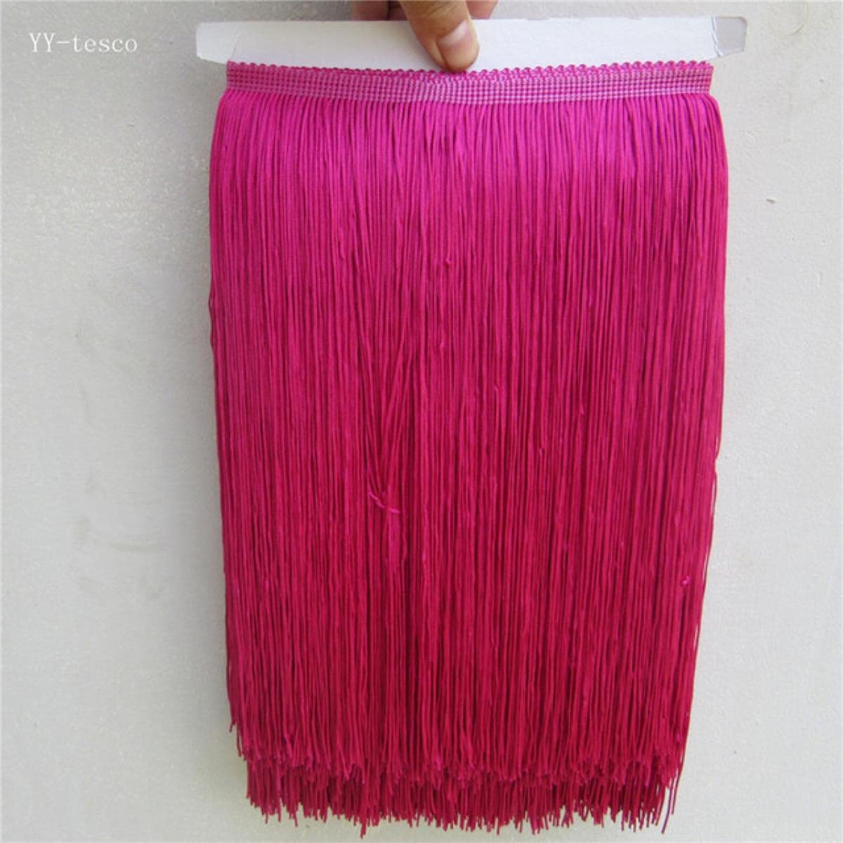5 Yards 30CM Long Beige Polyester Frange Garniture Africain Gland Ruban Dentelle Accessoire Coudre Robe Latine Rideau DIY Accessoires-Rose