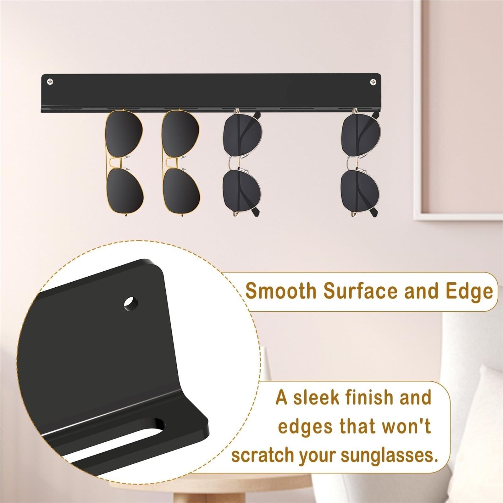 Porta Occhiali per Casa Confezione da 3 Porta Occhiali da Sole da Appendere alla Parete, in Acrilico Organizer Occhiali da Sole(Black)