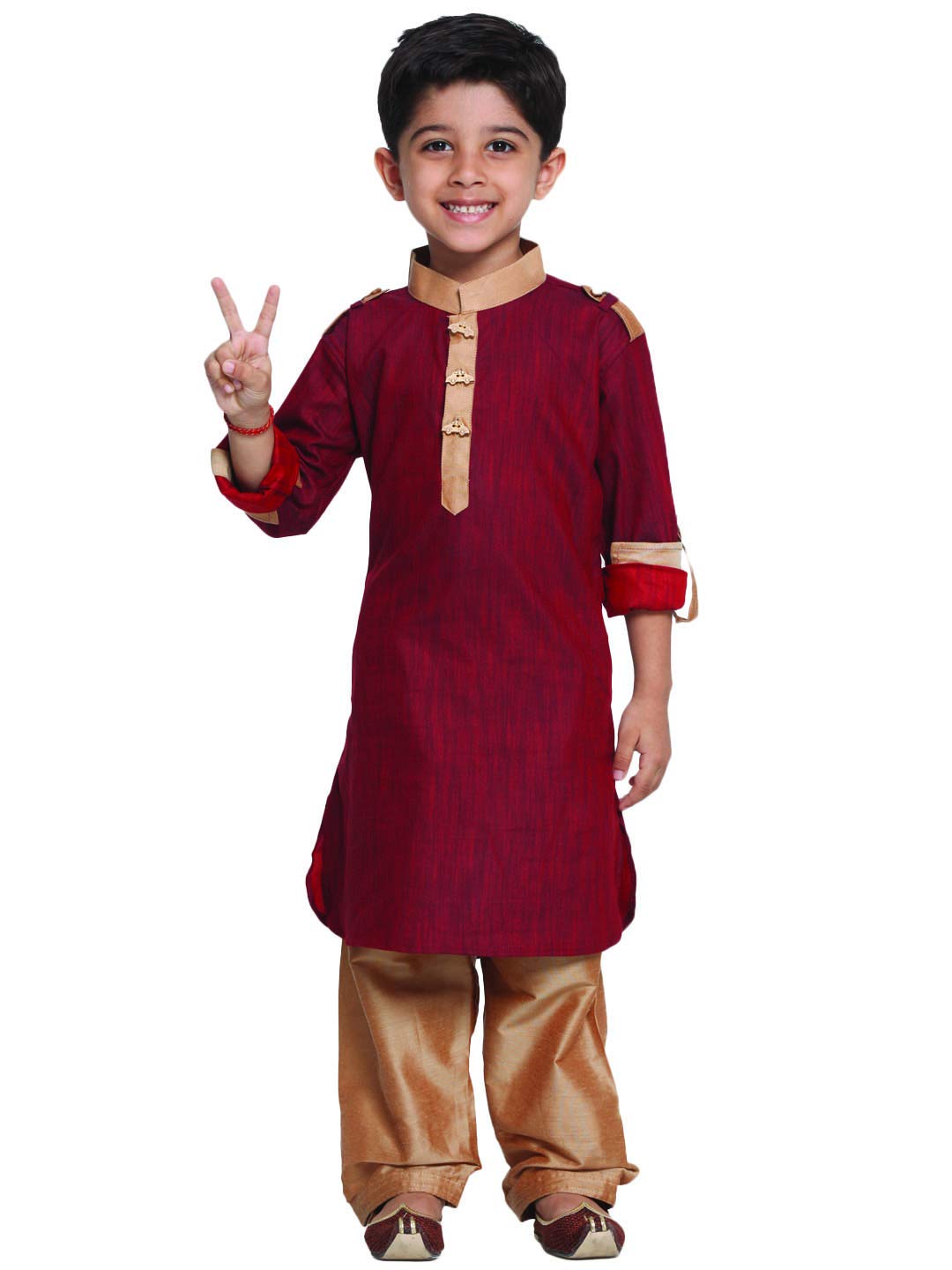 Vastramay Boys' Pathani Khan Suit Kurta Patiala Set  Soft Bombay Cotton Ethnic Wear For Holi & Eid