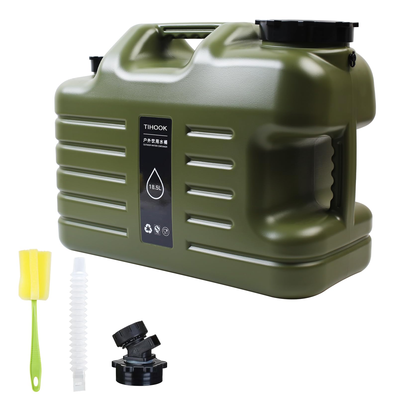 TIHOOK Water Container with Tap, 18.5L Plastic Camping Water Containers