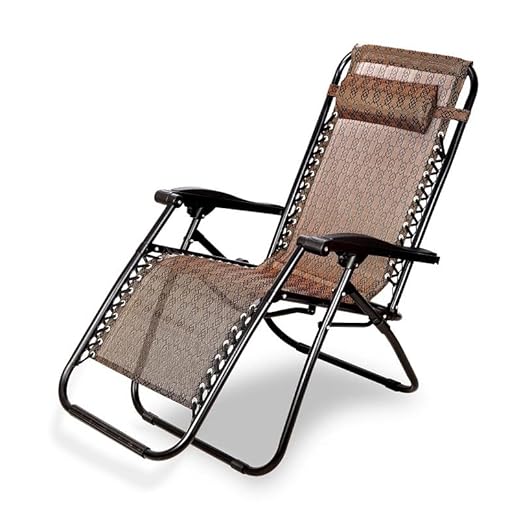 Star Work Zero Gravity Chair, Lawn Chair Recliner Lounge, Portable Camping Folding Beach Chair with Removable Pillow (Burgundy Pattern)