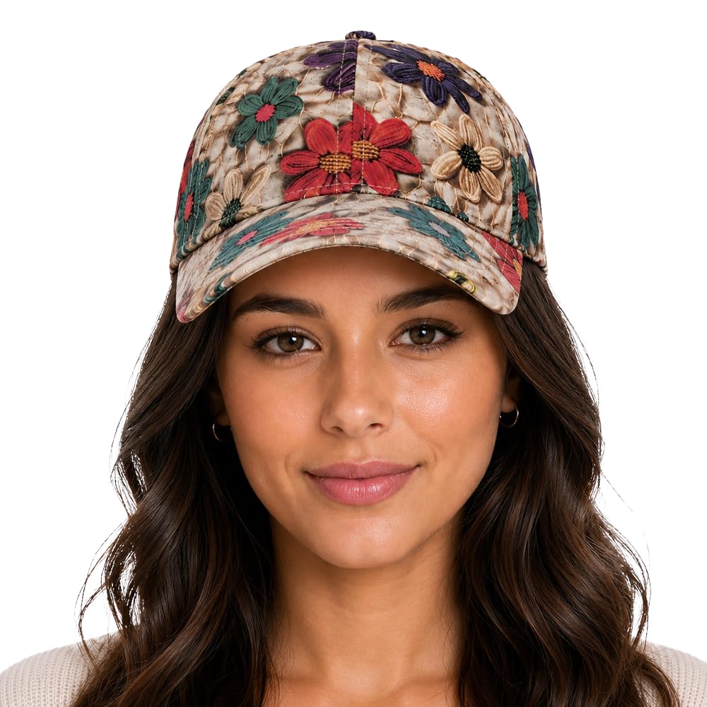 vritraz Women's Printed Baseball Cap | Adjustable Curved Brim Sun Protection Hat for Women & Girls | Lightweight Breathable Fashion Cap for Travel Sports Beach Outdoor Everyday Wear-picture-20