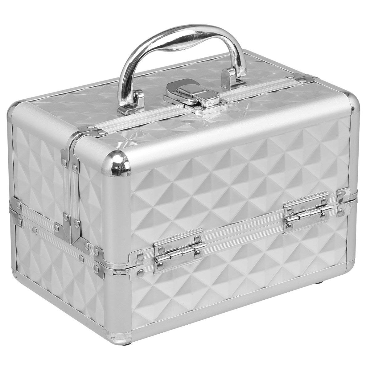 COSTWAY Coffret de Maquillage Mallette de Maquillage Mallette Cosmétique avec Miroir (Argent)