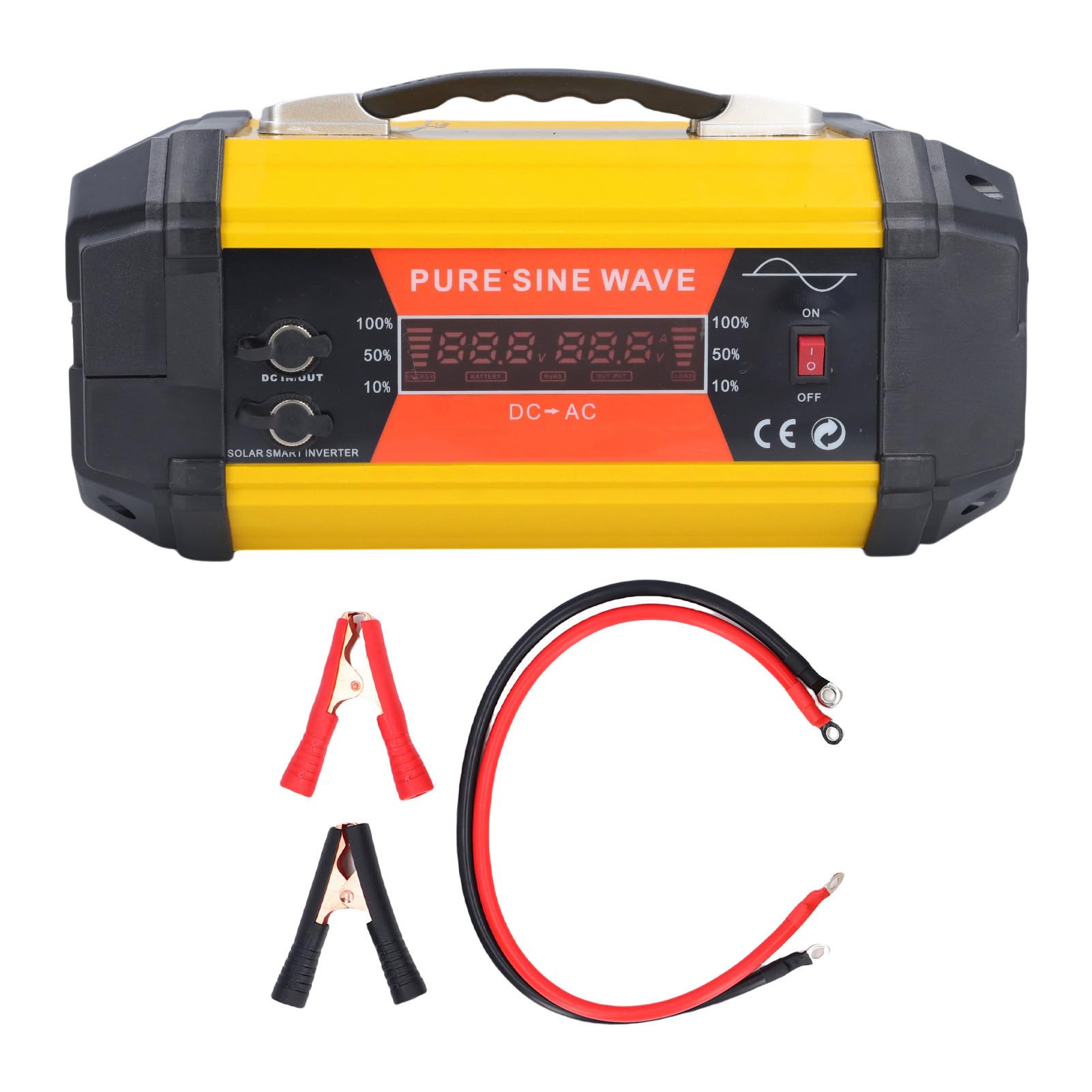 Drfeify Falownik Samochodowy Przetwornica Mocy o Czystej Fali Sinusoidalnej 800 W 12 V do 220 V ABS z Wyświetlaczem LCD 2 Gniazda 2 Porty USB Porty Szybkiego ładowania do Podróży Pojazdem Użytku na