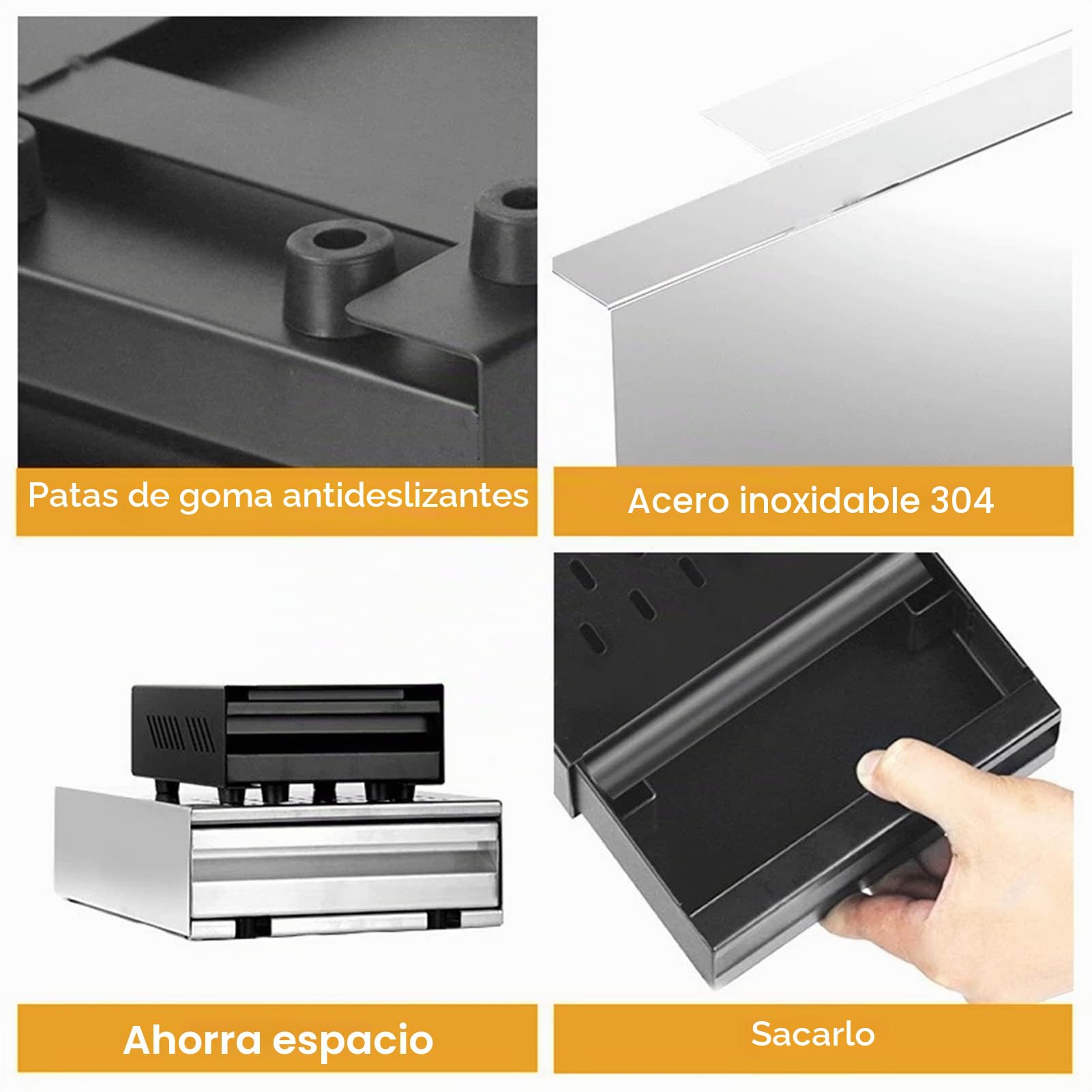 Cajón de Preparación para café Molido, Espresso Cajón de Golpe Cajón de Posos Contenedor de Golpe para Portafiltro, Accesorios para Cafeteras Portafiltros Máquinas de (Negro)