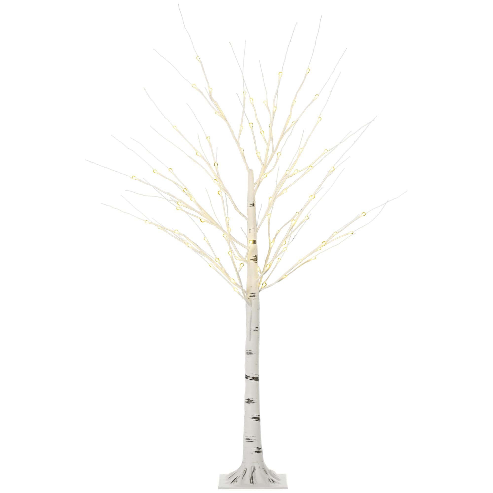 HOMCOM 5ft Artificial White Birch Tree Light Warm White Pre-Lit LED Light
