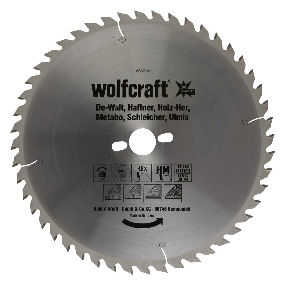 wolfcraft 6682000 Lame scie table CT 48DTS Diamètre 300 x 30 x 3,2 mm