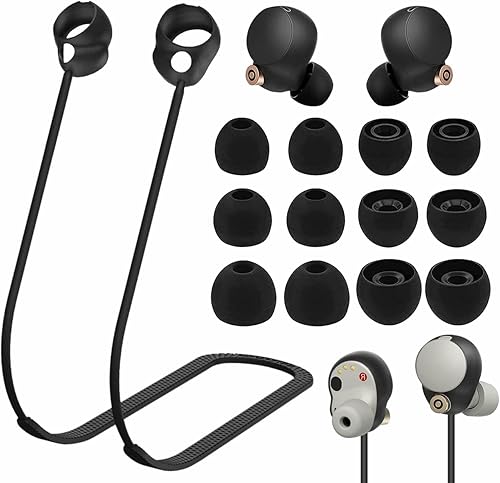 Kit de puntas de oreja para WF-1000XM4, cordón de silicona suave antipérdida para el cuello, correa de repuesto para auriculares de gel, accesorios