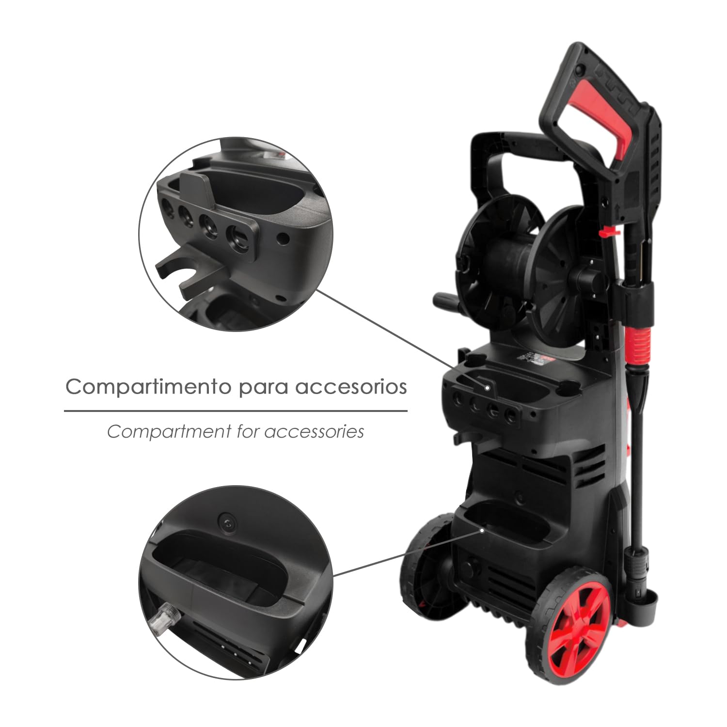 Hidrolimpiadora Alta Presión 180 Bares 2.400 Watt. Con Accesorios 390 Litros/Hora. Limpiadora de Agua Con Deposito Detergente