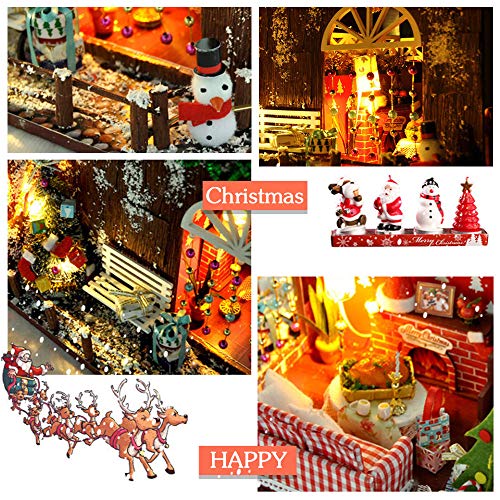 WonDerfulC DIY Mini 3D Handwerk Puppenhaus Kit Weihnachten Haus Serie Handmade Modell Weihnachtsgeschenke (Baumhaus… – Bild 6
