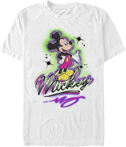 Disney Men's Characters Airbrush Mickey T-Shirt, White, Large