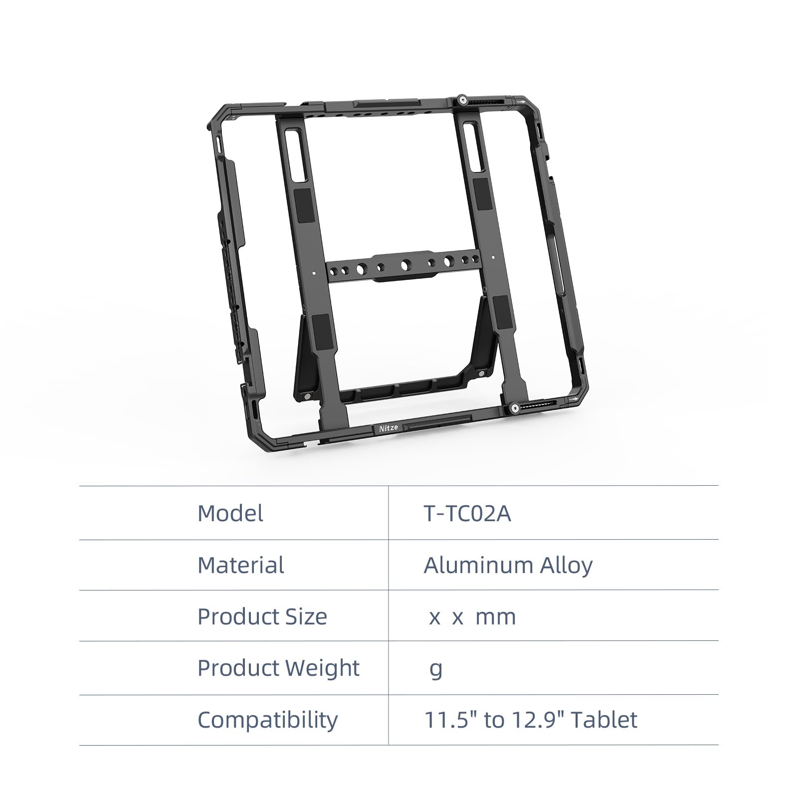 Nitze Supporto per tablet in alluminio con supporto per treppiede compatibile con iPad Pro da 12,9" e 11,5" a 13" Tablet