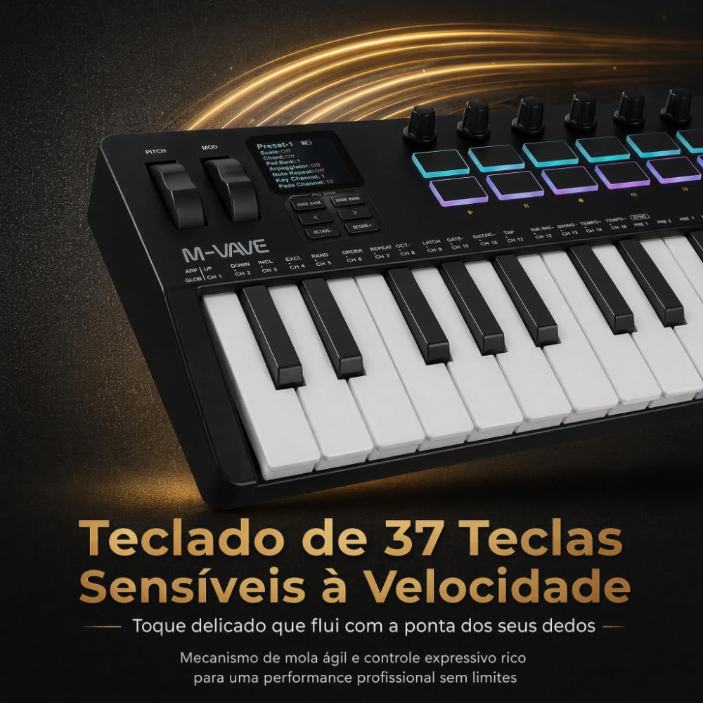 VEDO M-VAVE SMK-37 PRO Controlador MIDI Teclado 37 Teclas