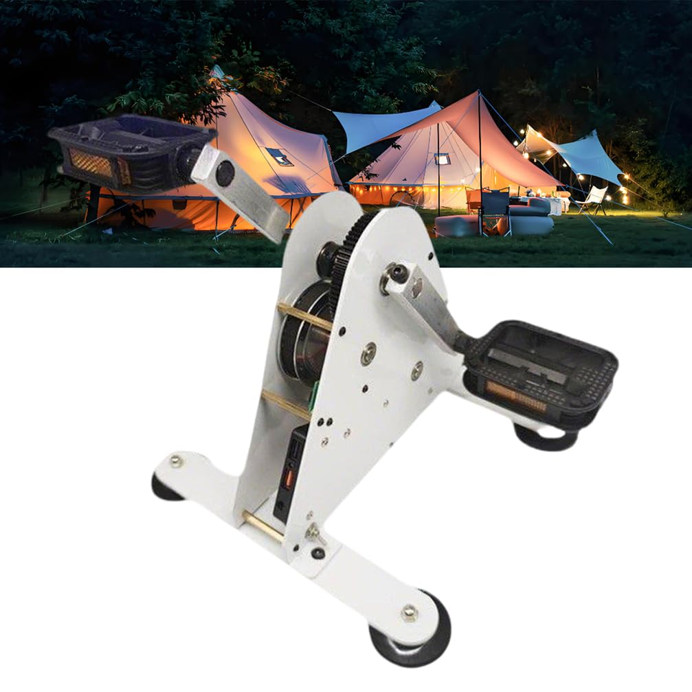 100W, Lightweight Foot Crank Charger with 2 USB Interface 50W DC 1-35V Output Off-Grid Pedal Power Generator Household Hand Crank Generators (White)