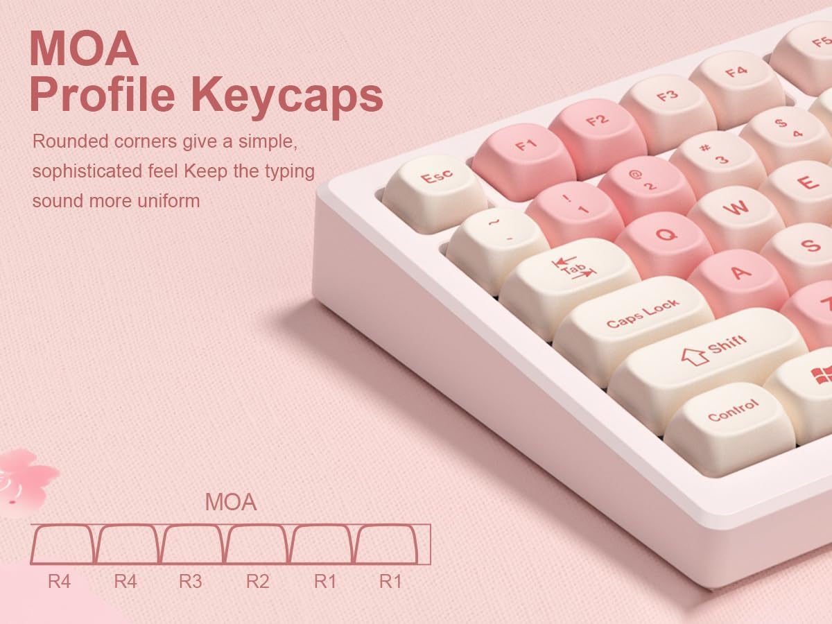 MOA Tastenkappen 75 Prozent, 133 Tasten Dye-Sublimation, individuelles PBT-Tastenkappenset ASIN US für 61/64/68/84/87/100/104/108 Cherry MX Mechanische Tastatur (nur Tastenkappen)