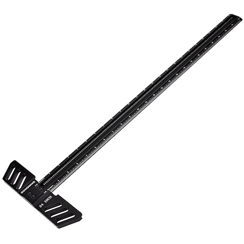 Miniatura 1 de Carpintería T-Square 24 pulgadas aleación de aluminio T Square Ruler 132 "Agujero Scrbing Guías posicionamiento herramienta de precisión regla de