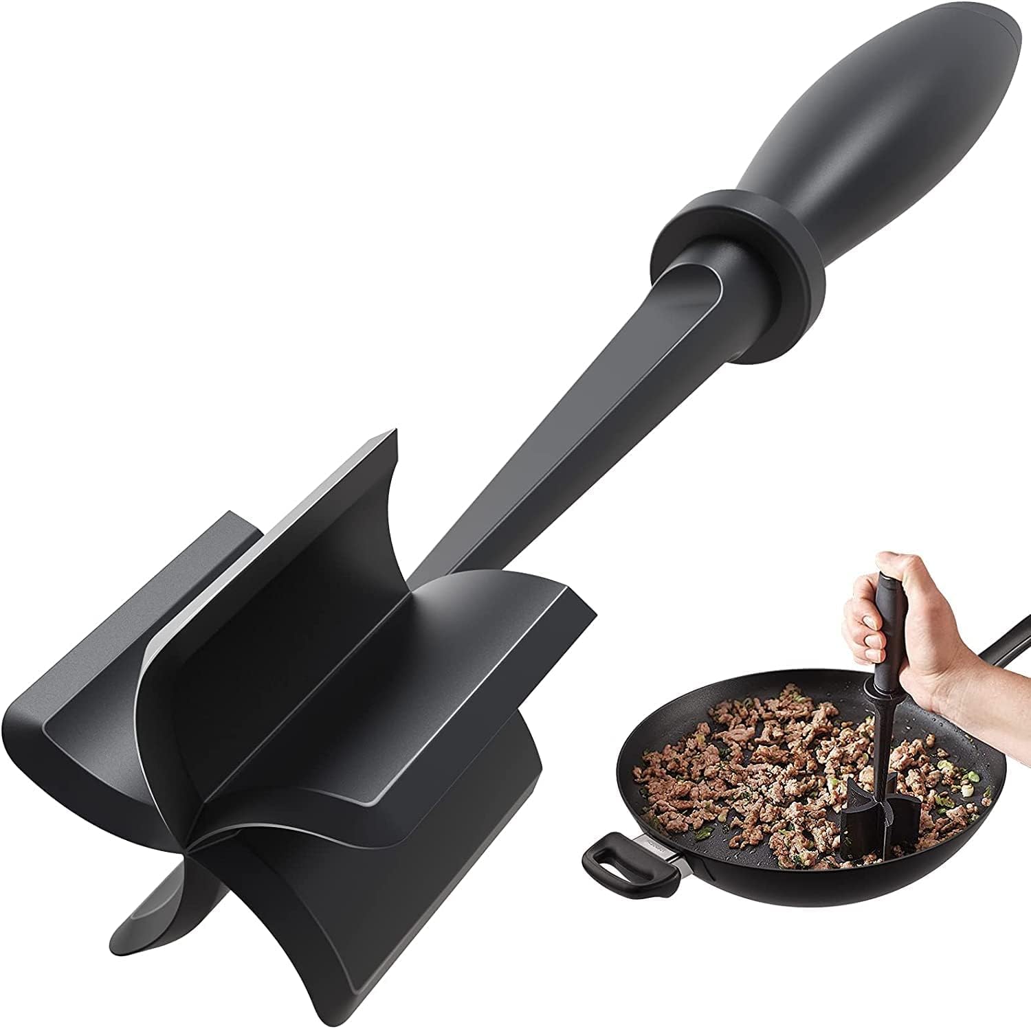 Nice Day Meat Chopper,Hamburger Chopper,Premium Heat Resistant Masher and Smasher for Hamburger Meat,Ground Beef, Ground Turkey and More,Chopper Tool and Meat Fork,Non Stick Mix Chopper Nylon 1 Pcs