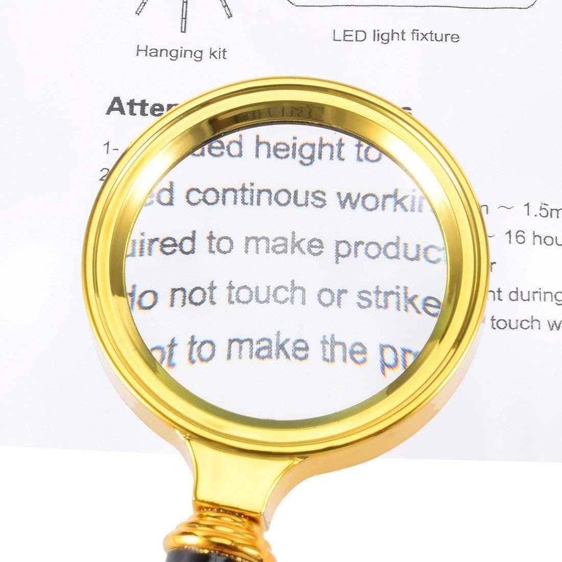 Lupa de Mano de 45 mm 10X para lectura, 1000% con Mango de Metal, Compatible con libros, periódicos, pasatiempos, antigüedades, monedas, etc.