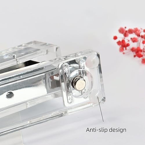 Miniatura 4 de Koqye - Grapadora de escritorio con 950 grapas moderna engrapadora acrílica negra para oficina capacidad de 20 hojas peso ligero negro