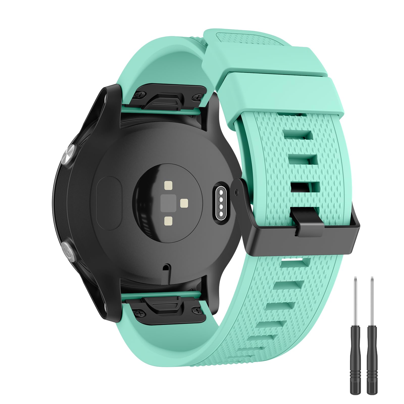 for Quickfit 22mm Strap for Garmin Fenix 7/Fenix 7 Pro/Fenix 7X/Fenix 6 Pro/Fenix 6/Fenix 5/5 Plus Strap,Silicone QuickFit 22mm Band for Garmin Instinct/Approach S60/S62/Forerunner 945/935(Lake Blue) - Image 2