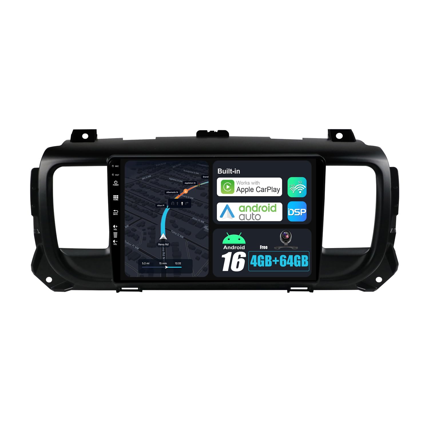 Radio samochodowe z systemem Android 14 do Citroen Jumpy 3 / Peugeot Expert/Toyota Proace/Opel Vivaro (2016-2021) Sat NAV - Wireless CarPlay Android Auto - 2G + 32G - IPS 9 cali 2 Din
