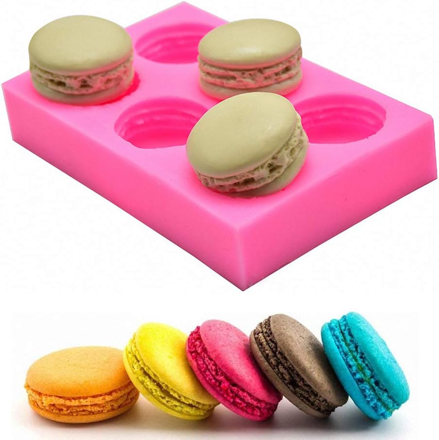 MoldFun 6-Cavity 3D Macaroon/Macaron Hamburger Silicone Mold for Fondant, Cake/Cupcake Decorating, Baking, Gum Paste, Chocolate, Candy, Polymer clay, Mini Soap, Bath Bomb