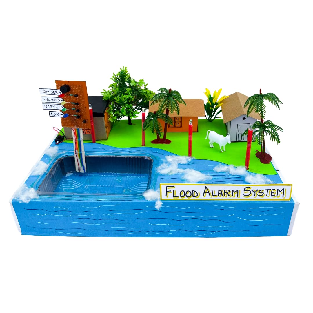 Flood Alarm Project Kit for School Exhibition | DIY Flood Warning System Model | Flood Water Level Indicator with Buzzer | Science Project Working 3D Model-image-39