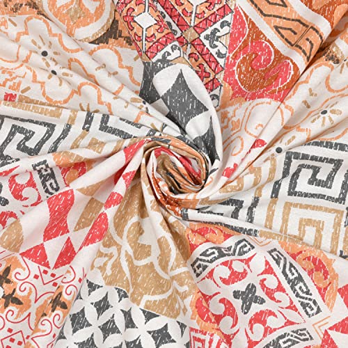 Image of BLOCKS OF INDIA Hand Block Printed 200 TC Cotton King Size Bedsheet (Orange Ikat)